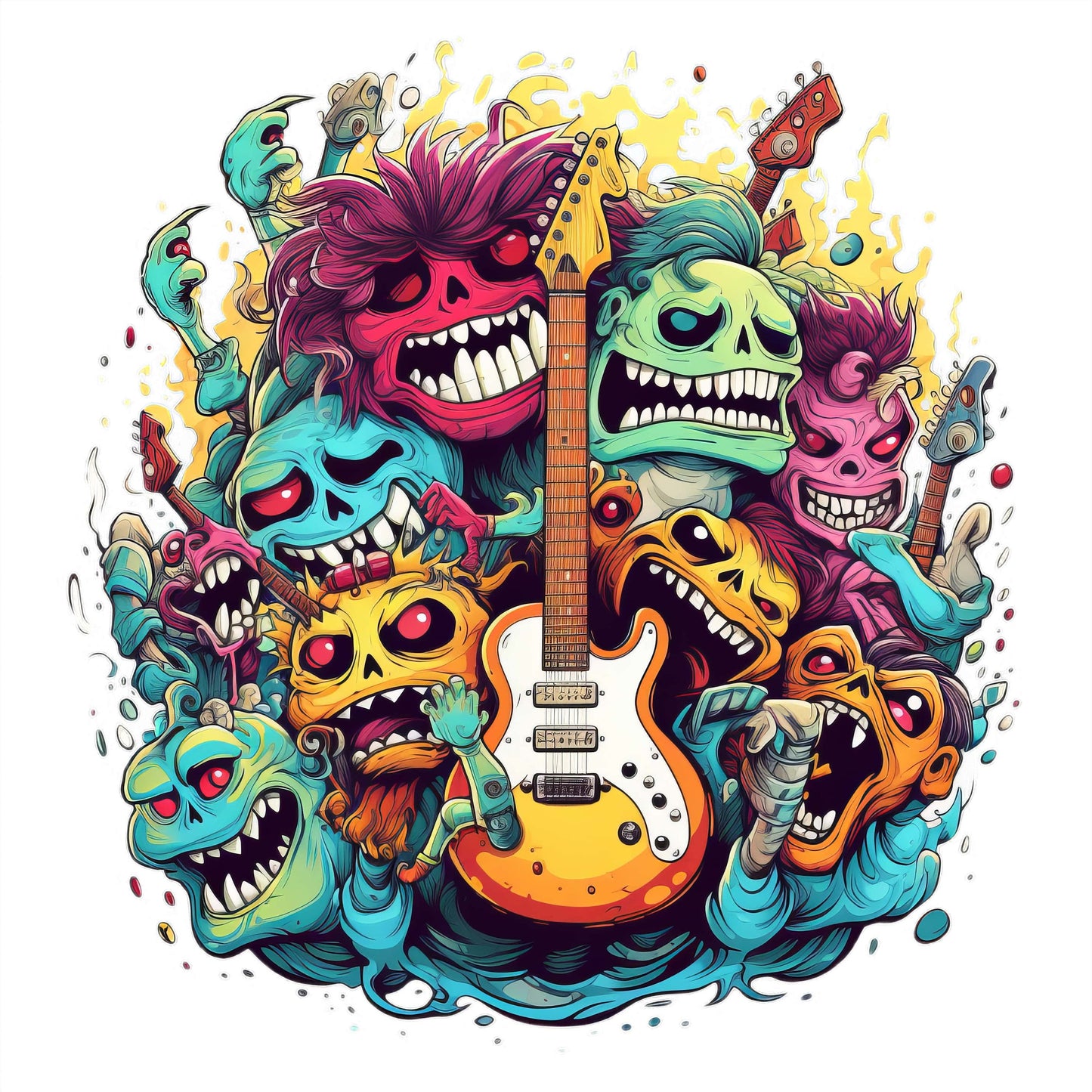Monsters of Rock and Roll Clipart 24 High quality PNGs Transparent background Digital download Card making Mixed media Digital paper craft