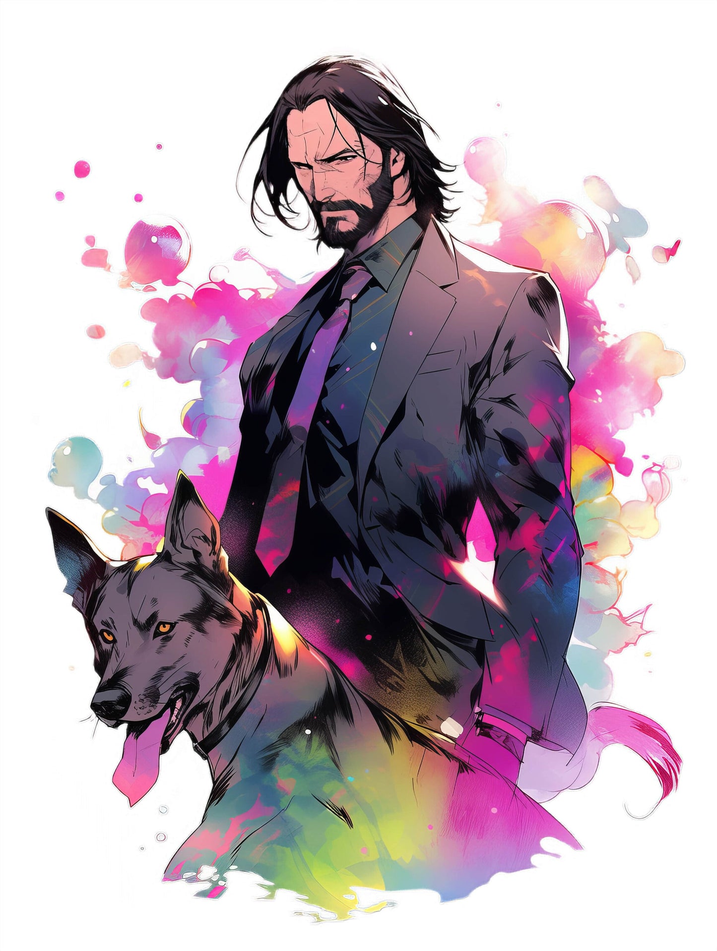 Baba Yaga and his beloved dog which symbolizes love and loss 10 high quality PNGs watercolor transparent clipart Digital download Digitalart