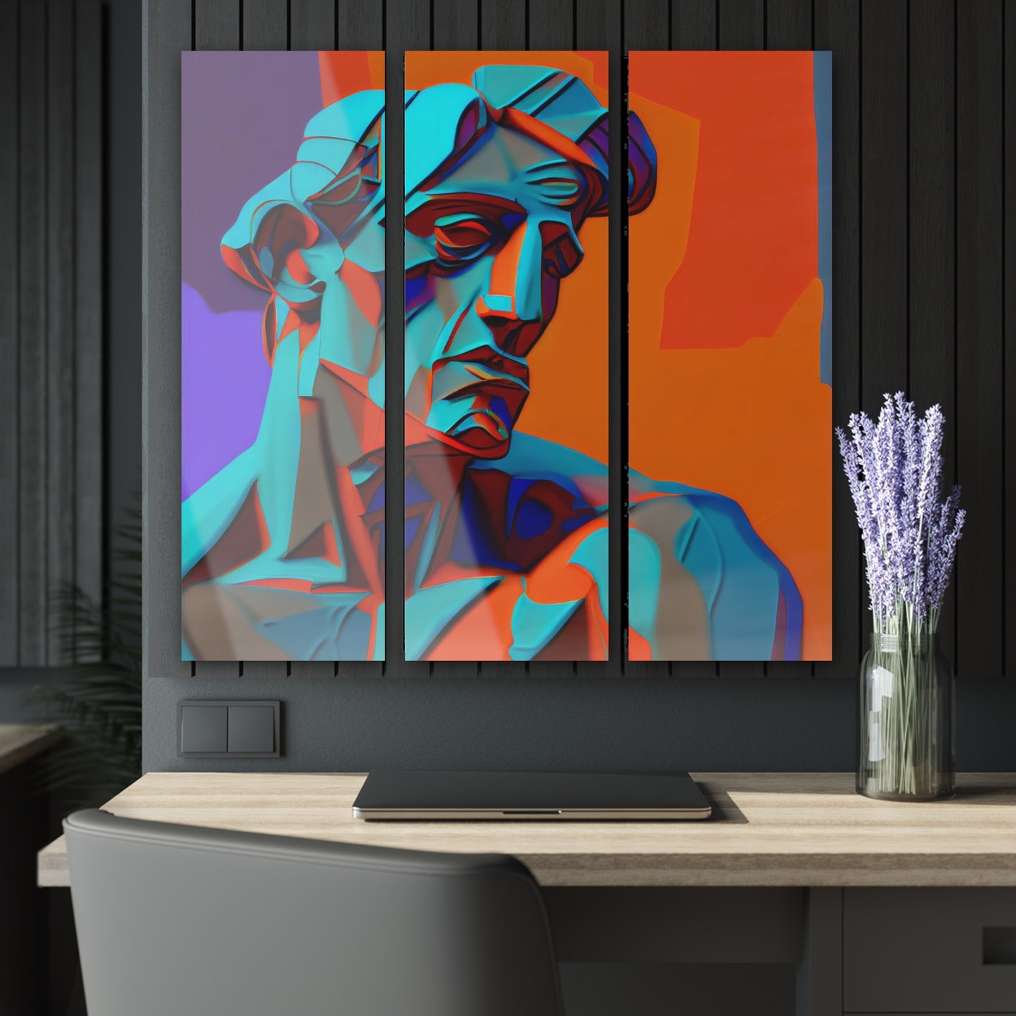 Acrylic Prints (Triptych) | Cubism in Digital Art, Miner in the subway