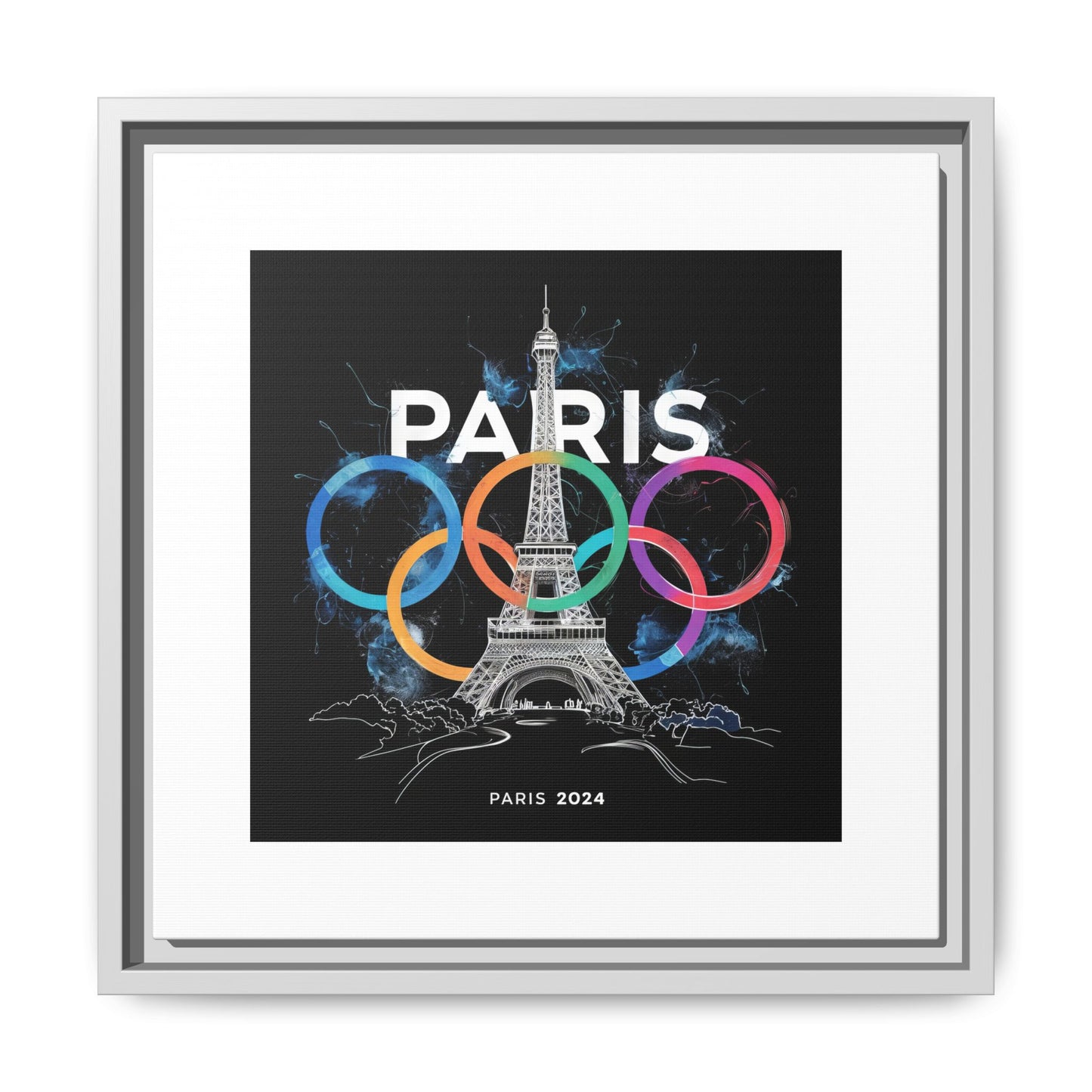 Matte Canvas, Framed (Multi-color) | Paris 2024 Summer Games Love It | Sports Competitions | Victory Winner Gold Medal | Athletics Fair Play Sport Festival