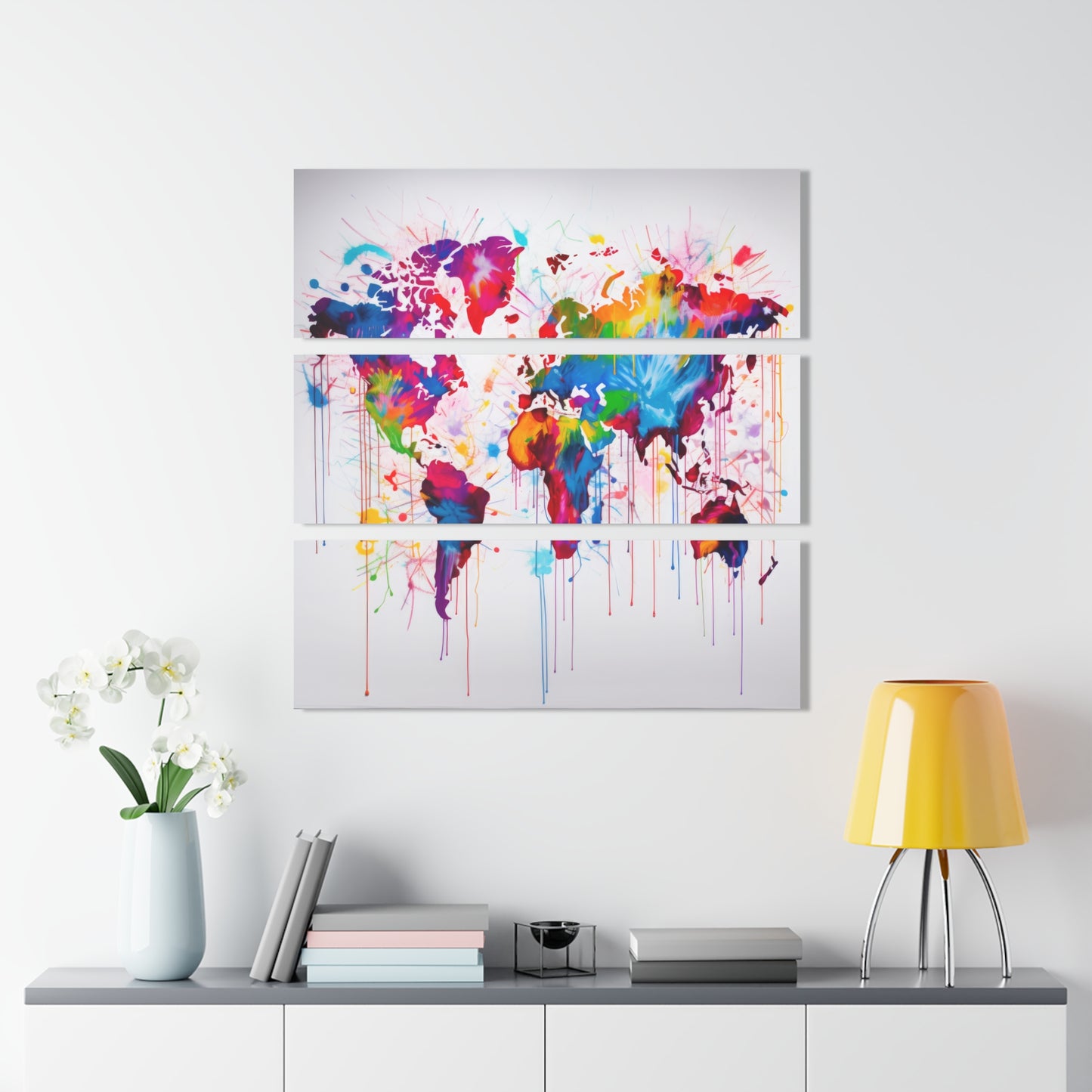 Acrylic Prints (Triptych) | Neon Graffiti World Map