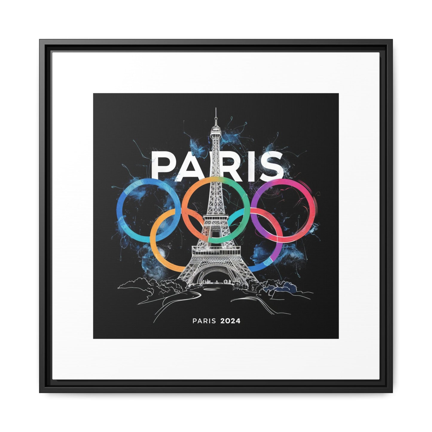 Matte Canvas, Framed (Multi-color) | Paris 2024 Summer Games Love It | Sports Competitions | Victory Winner Gold Medal | Athletics Fair Play Sport Festival