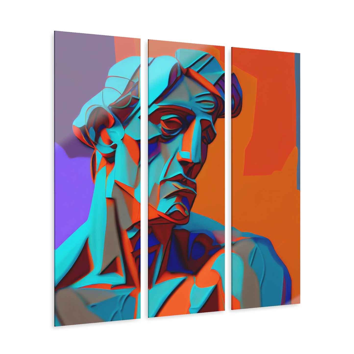 Acrylic Prints (Triptych) | Cubism in Digital Art, Miner in the subway