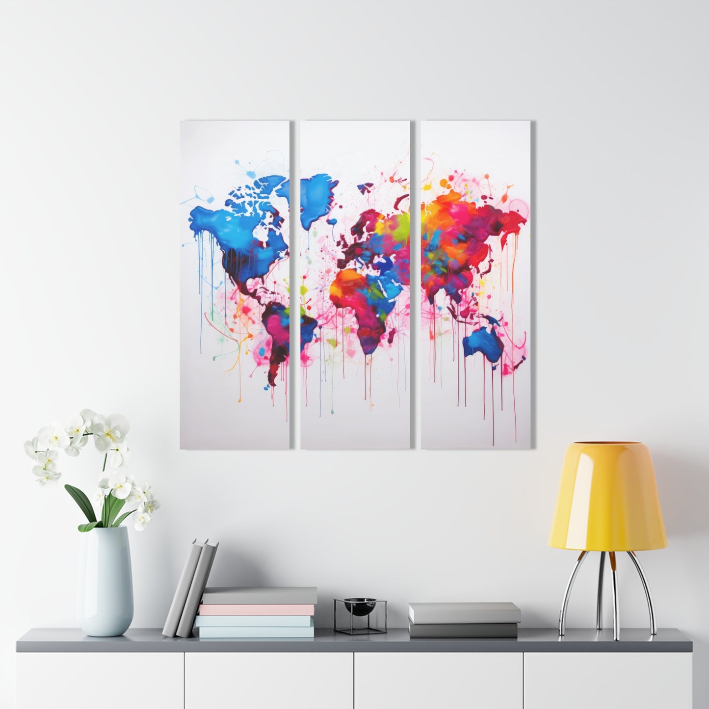 Acrylic Prints (Triptych) | Neon Graffiti World Map