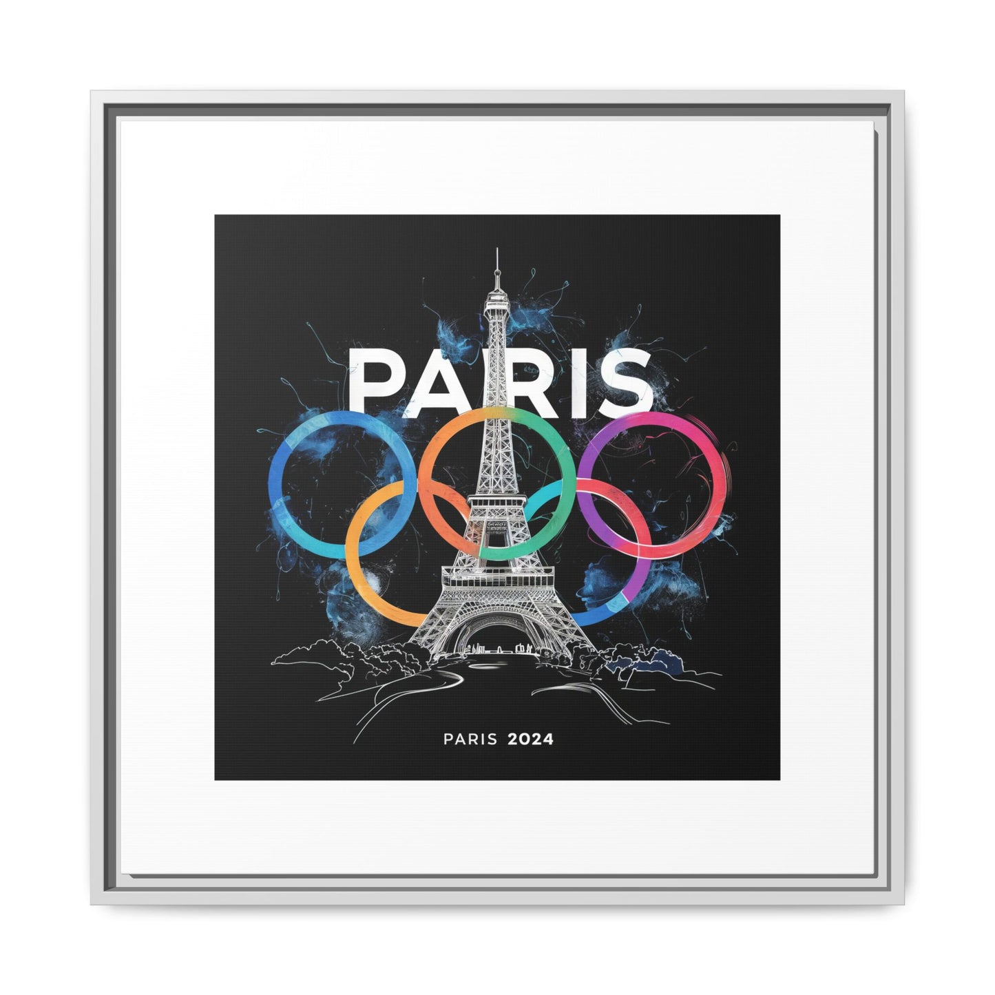 Matte Canvas, Framed (Multi-color) | Paris 2024 Summer Games Love It | Sports Competitions | Victory Winner Gold Medal | Athletics Fair Play Sport Festival