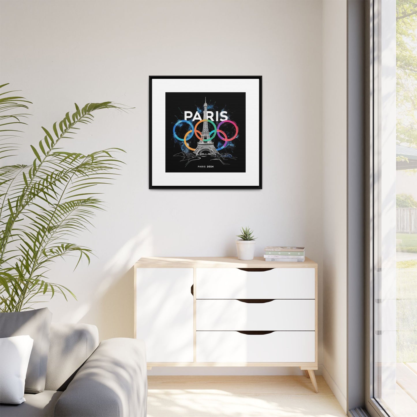 Matte Canvas, Framed (Multi-color) | Paris 2024 Summer Games Love It | Sports Competitions | Victory Winner Gold Medal | Athletics Fair Play Sport Festival