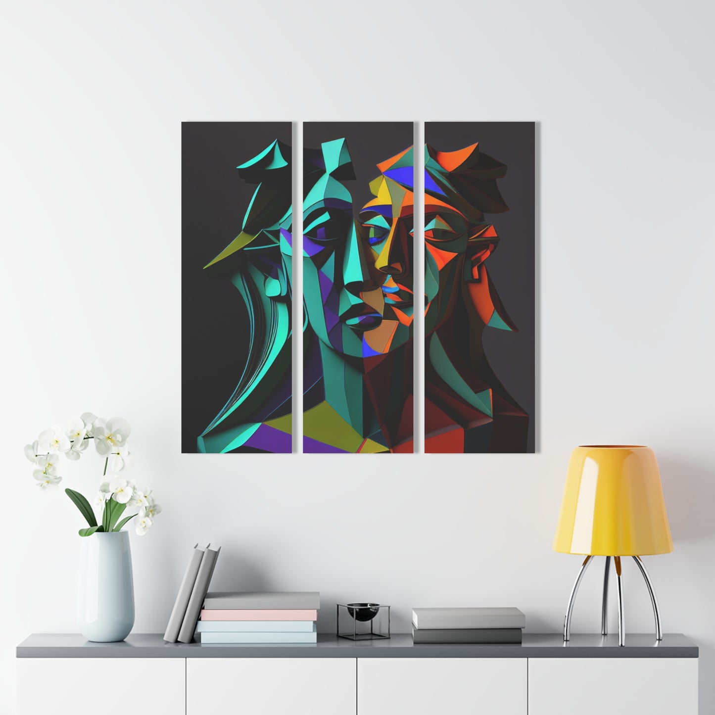 Acrylic Prints (Triptych) | Cubism in Digital Art, Split Personality