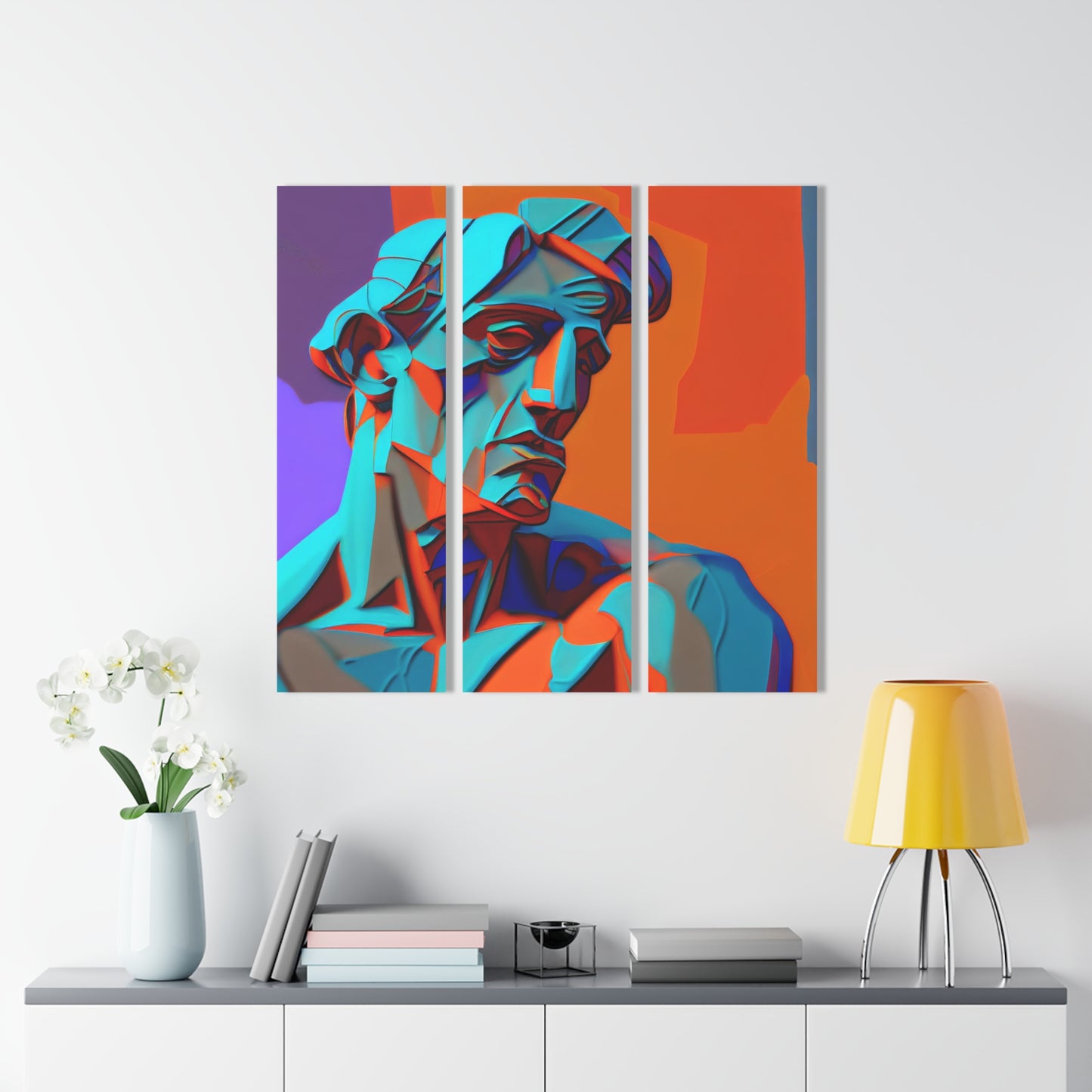 Acrylic Prints (Triptych) | Cubism in Digital Art, Miner in the subway