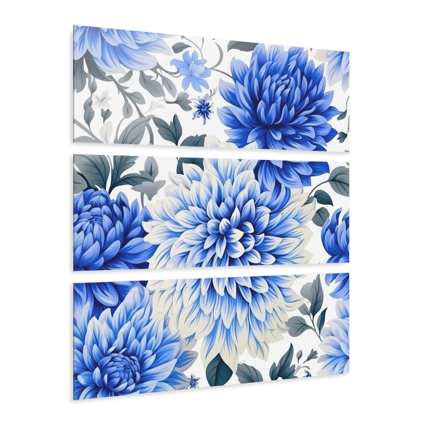 Acrylic Prints (Triptych) | Blue Chrysanthemums