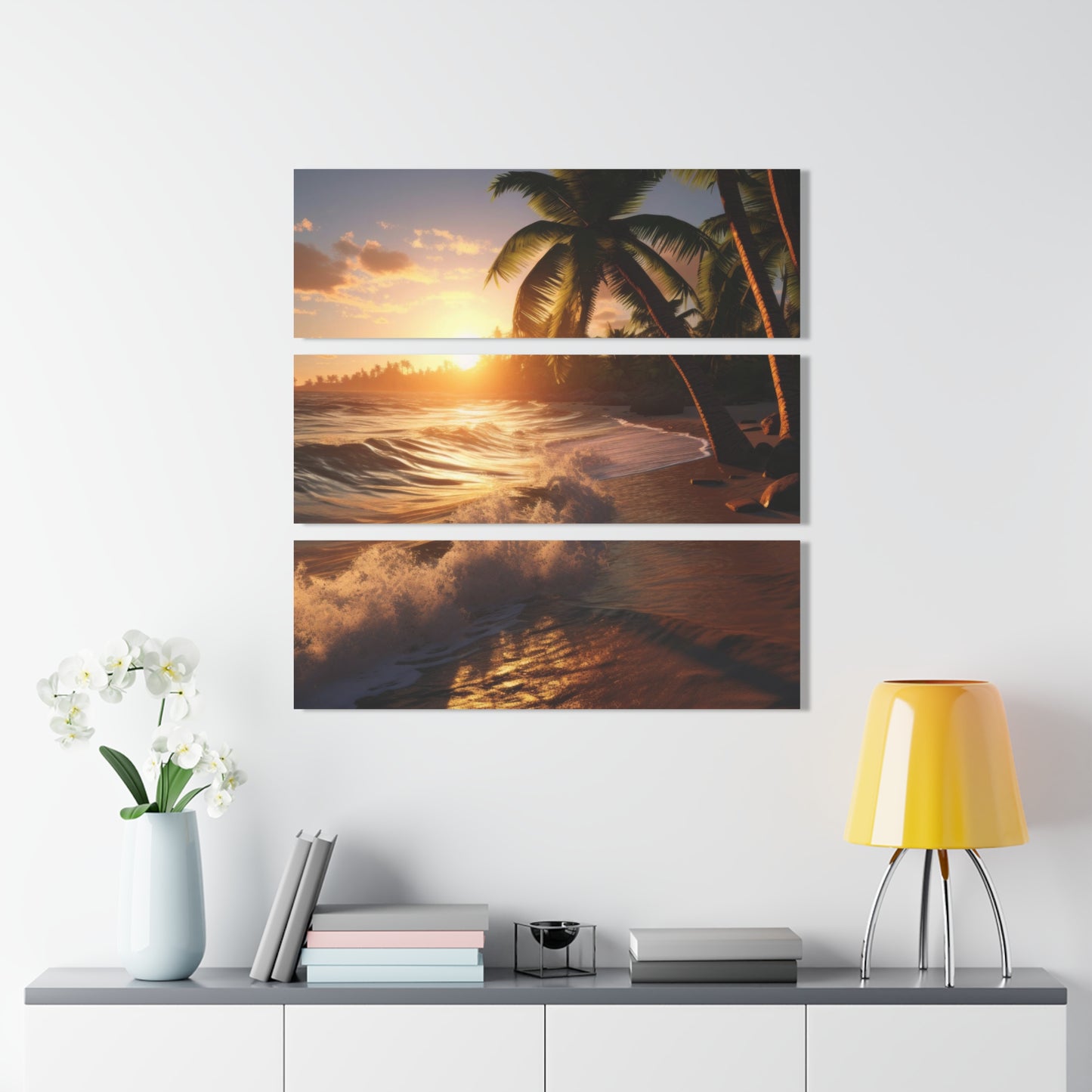 Acrylic Prints (Triptych) | Sunset on a tropical island