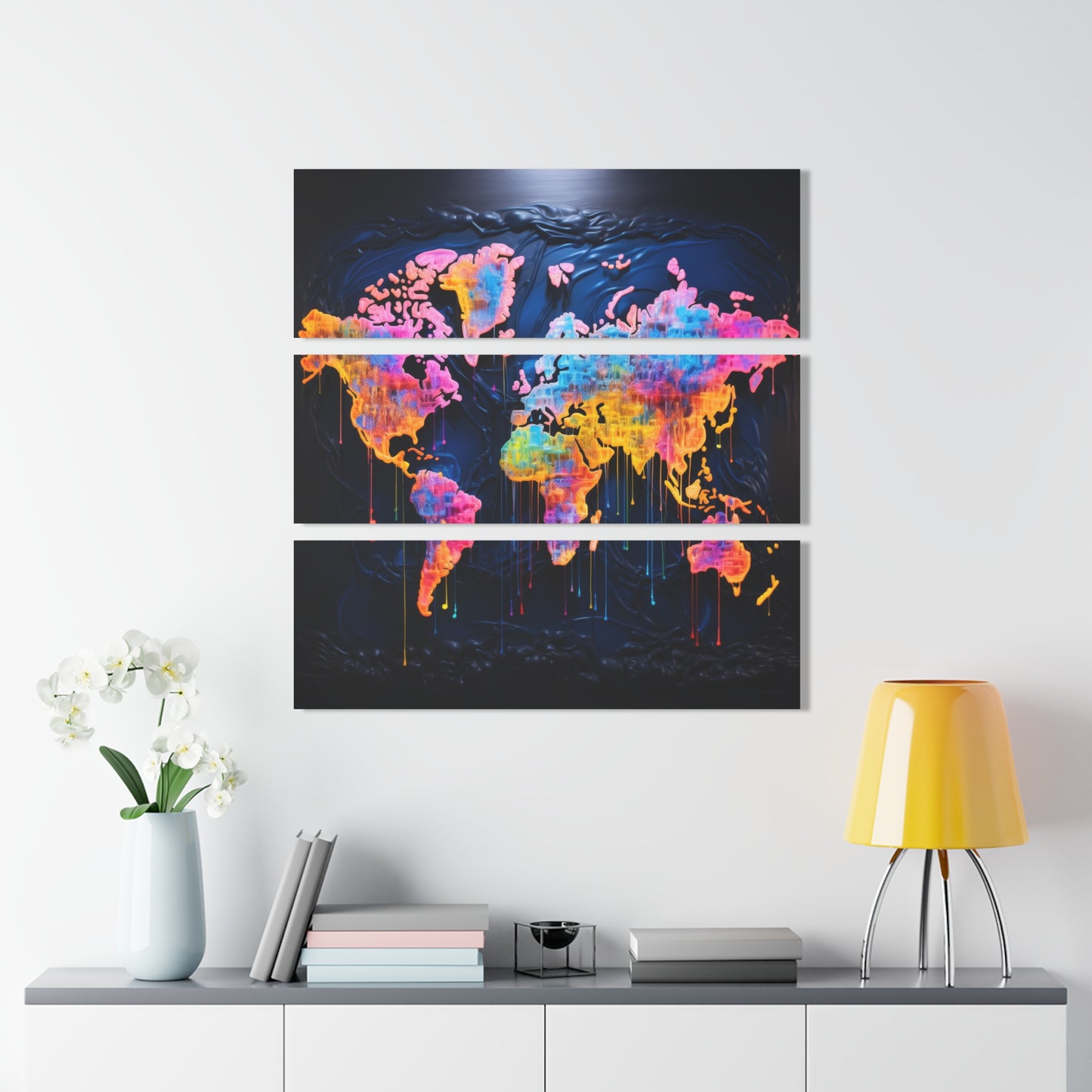 Acrylic Prints (Triptych) | Neon Graffiti World Map