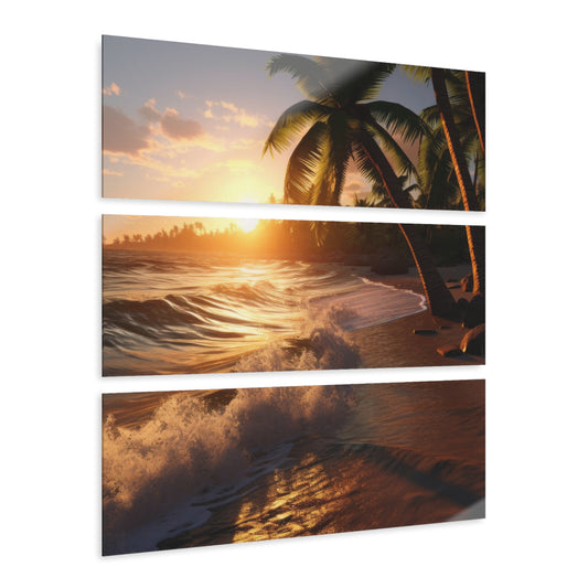 Acrylic Prints (Triptych) | Sunset on a tropical island