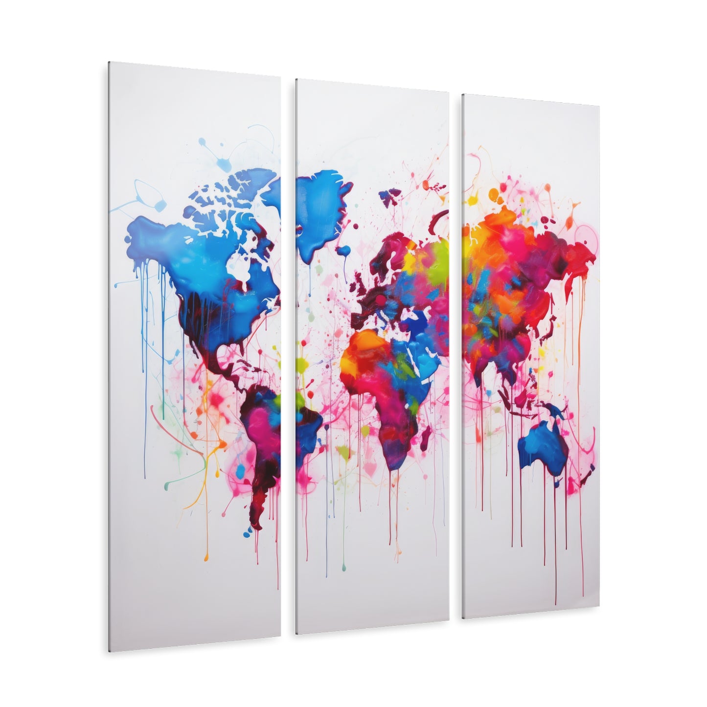 Acrylic Prints (Triptych) | Neon Graffiti World Map