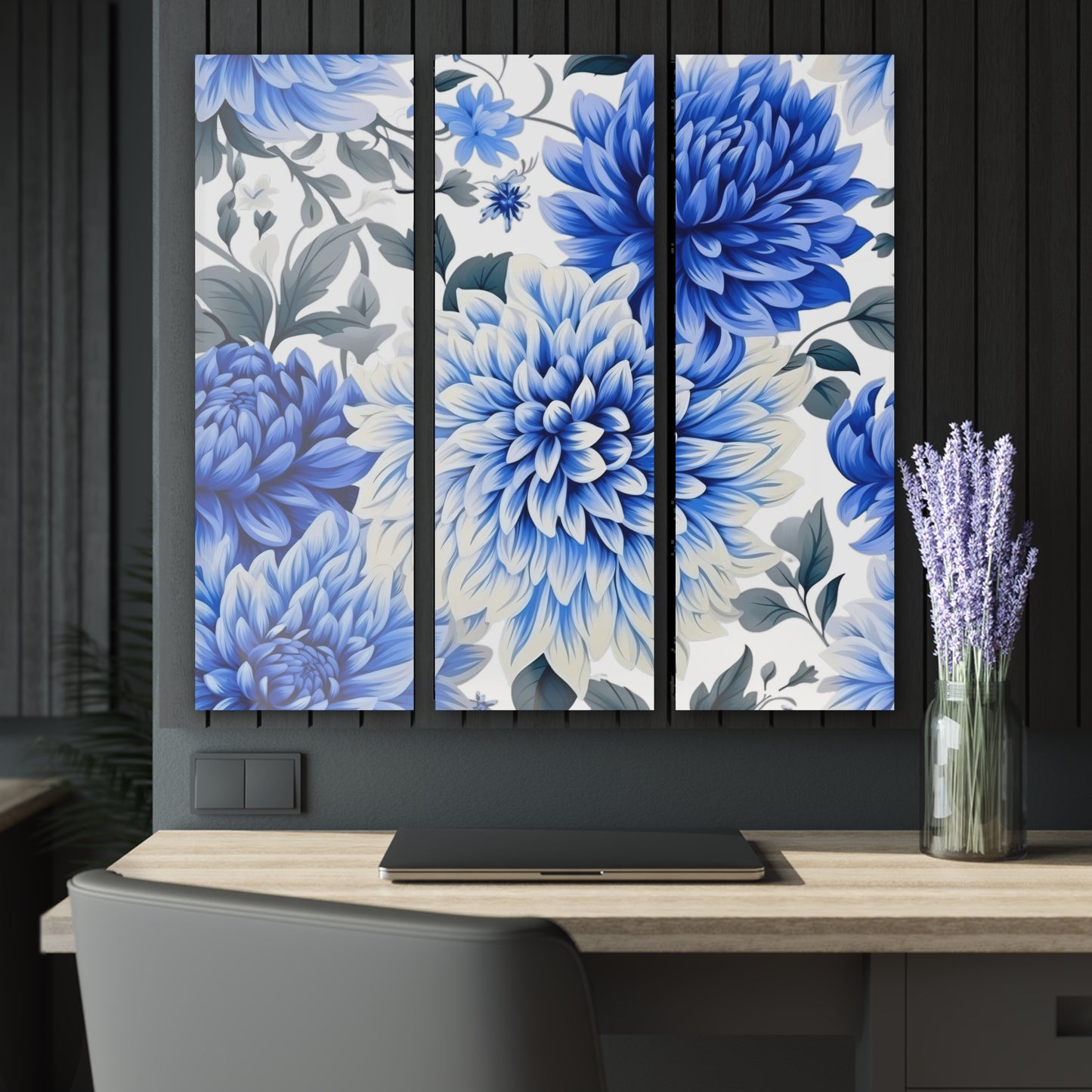 Acrylic Prints (Triptych) | Blue Chrysanthemums