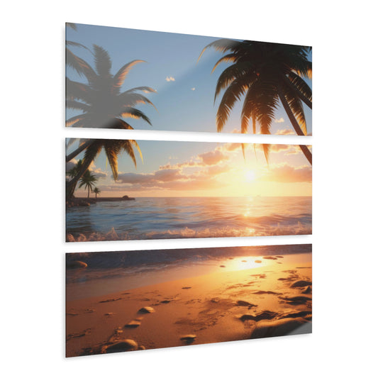 Acrylic Prints (Triptych) | Sunset on a tropical island