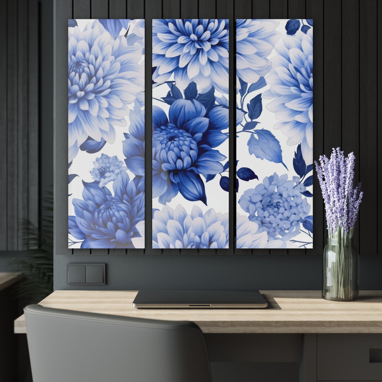 Acrylic Prints (Triptych) | Blue Chrysanthemums