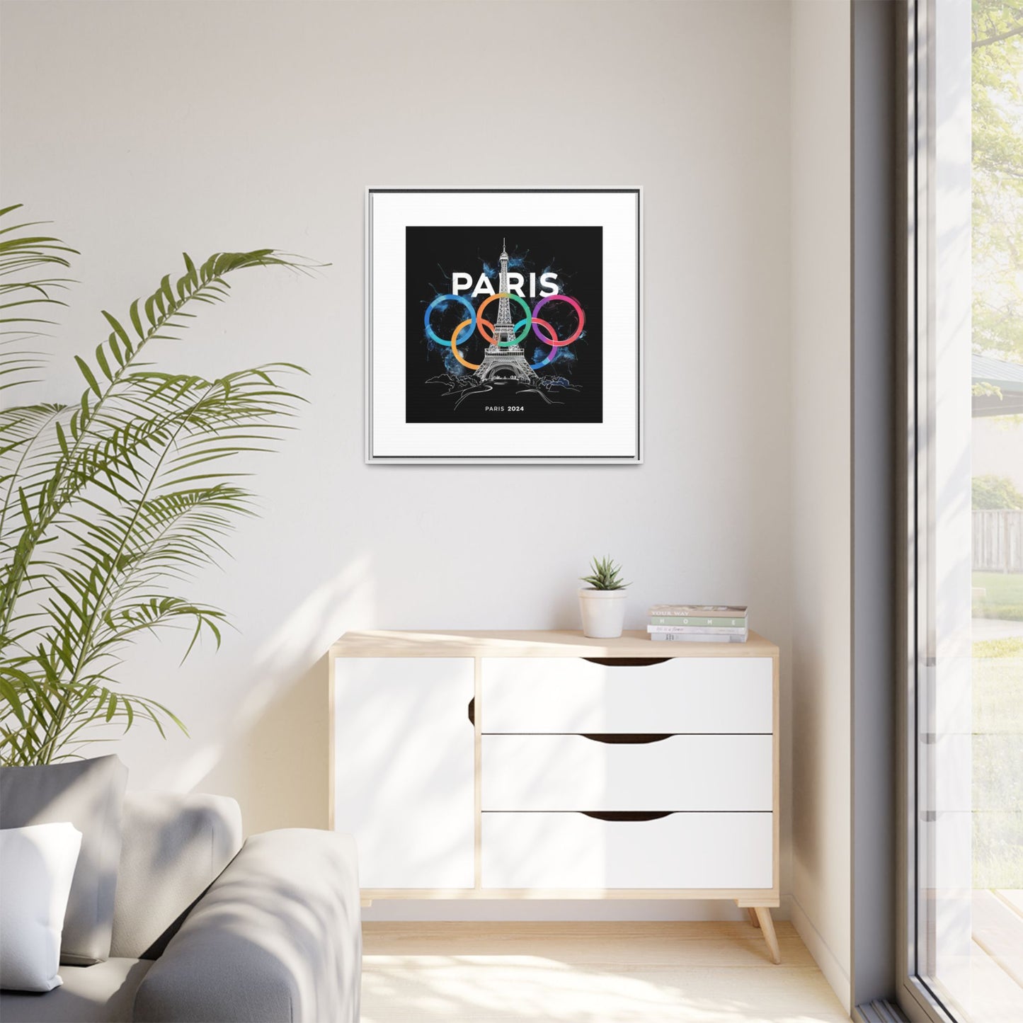 Matte Canvas, Framed (Multi-color) | Paris 2024 Summer Games Love It | Sports Competitions | Victory Winner Gold Medal | Athletics Fair Play Sport Festival