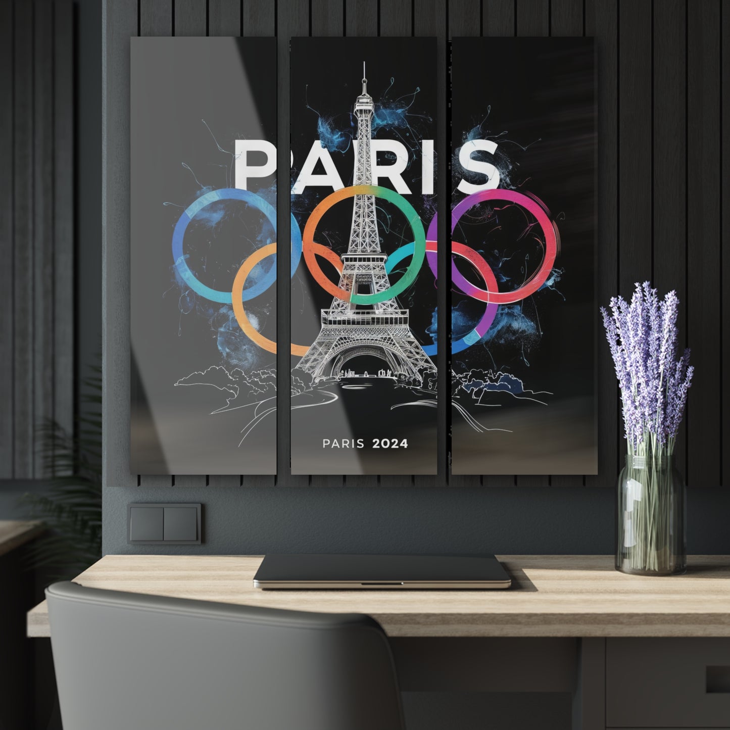 Acrylic Prints (Triptych) | Paris 2024 Summer Games Love It | Sports Competitions | Victory Winner Gold Medal | Athletics Fair Play Sport Festival