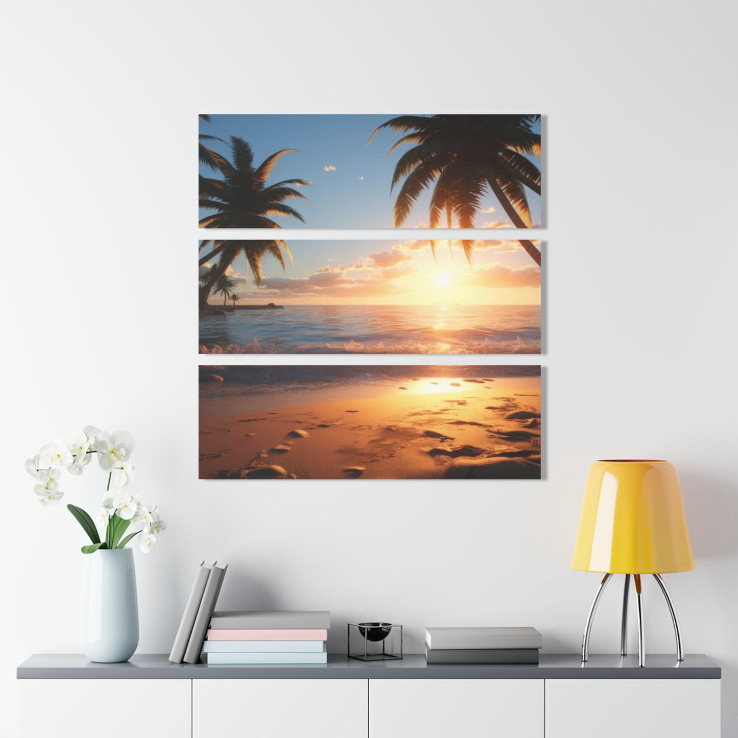 Acrylic Prints (Triptych) | Sunset on a tropical island