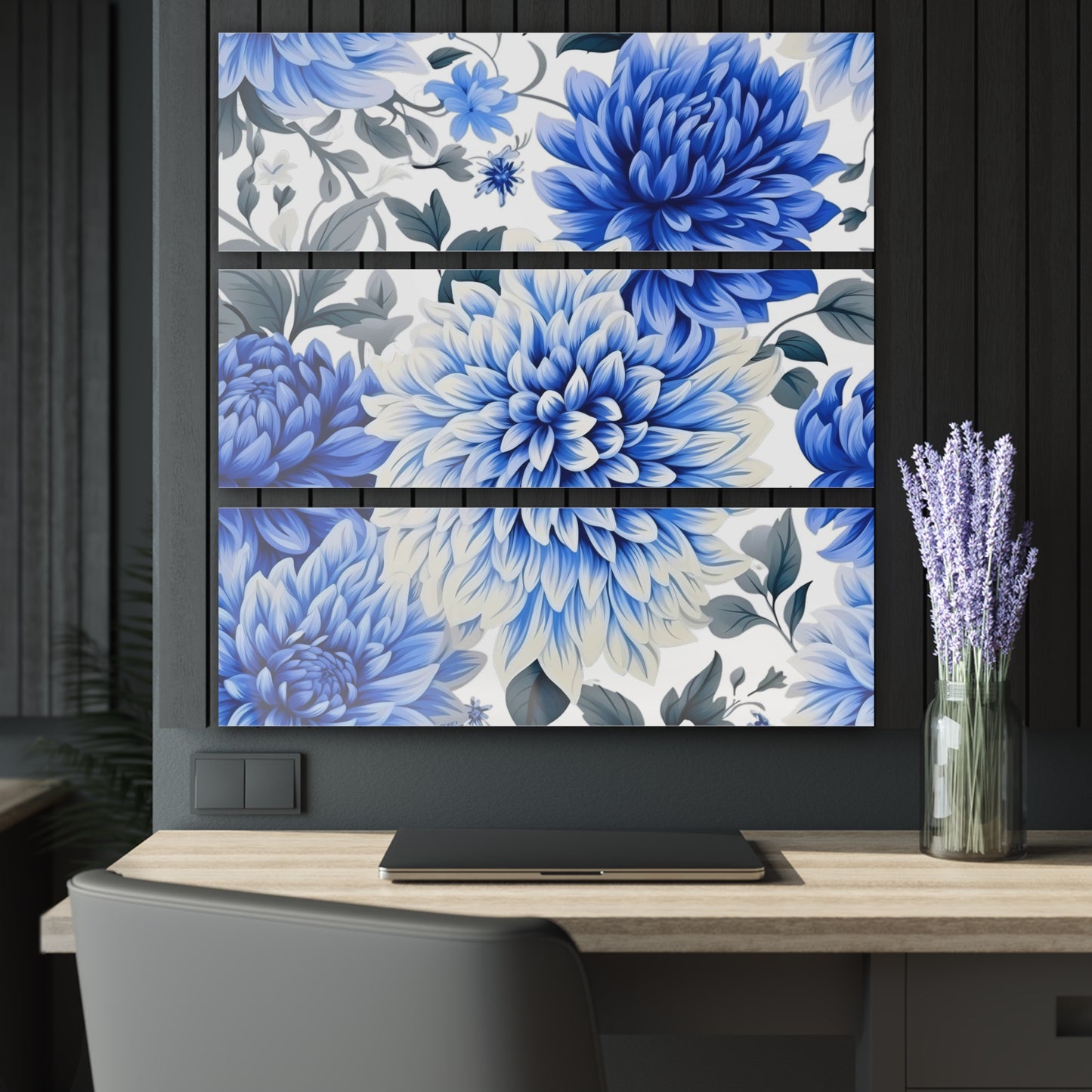 Acrylic Prints (Triptych) | Blue Chrysanthemums