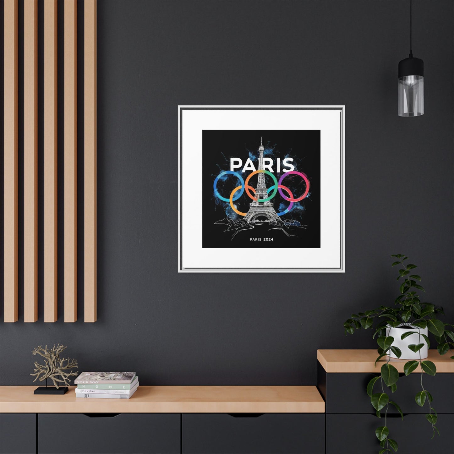 Matte Canvas, Framed (Multi-color) | Paris 2024 Summer Games Love It | Sports Competitions | Victory Winner Gold Medal | Athletics Fair Play Sport Festival