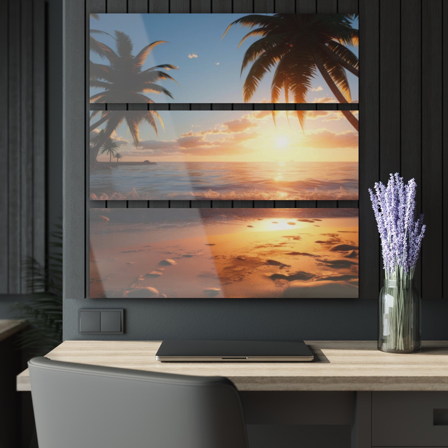 Acrylic Prints (Triptych) | Sunset on a tropical island