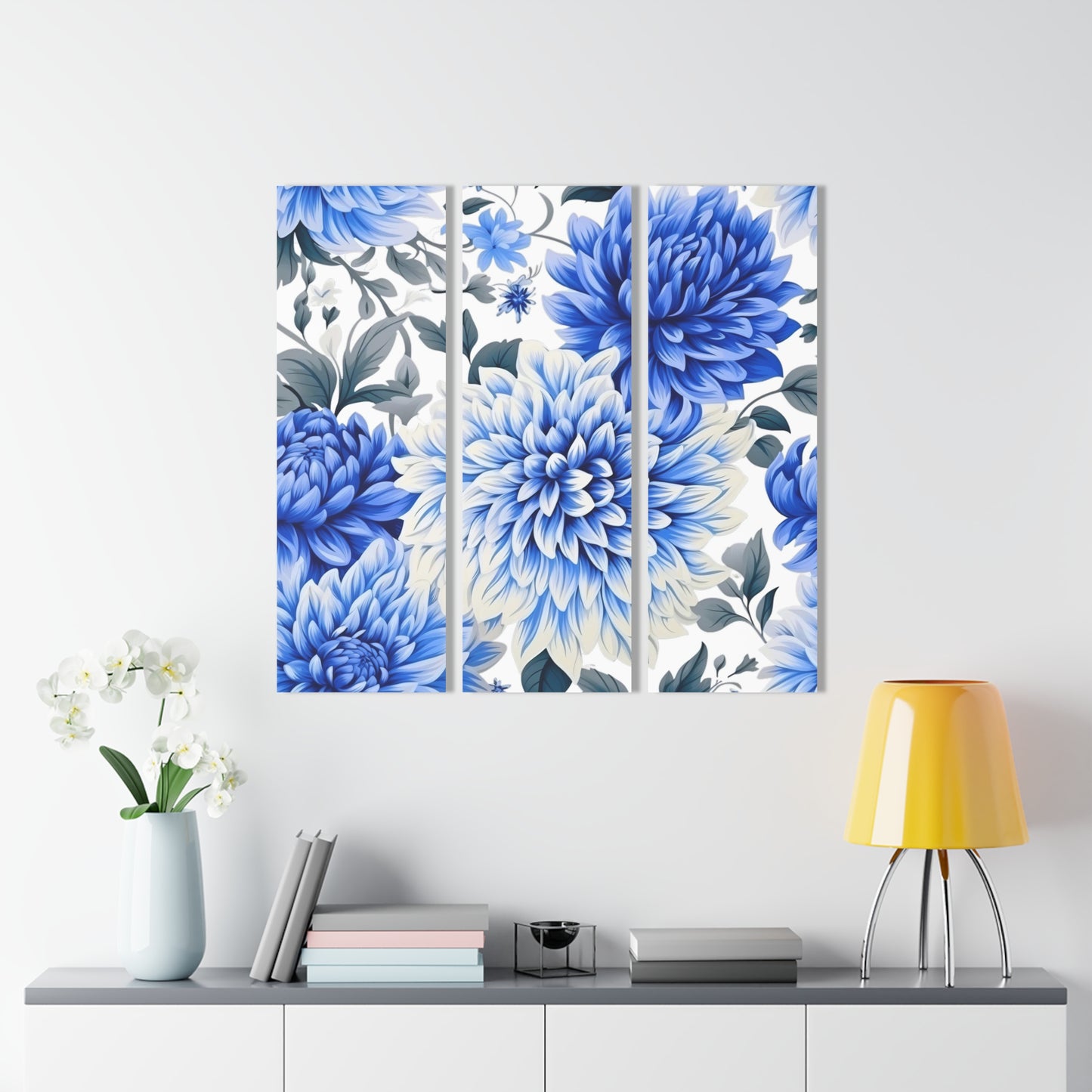 Acrylic Prints (Triptych) | Blue Chrysanthemums