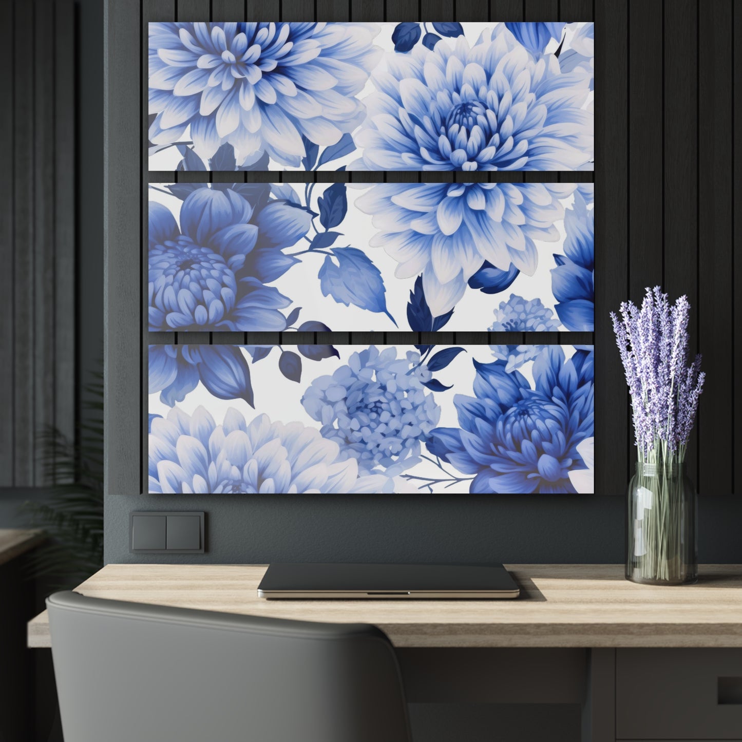 Acrylic Prints (Triptych) | Blue Chrysanthemums