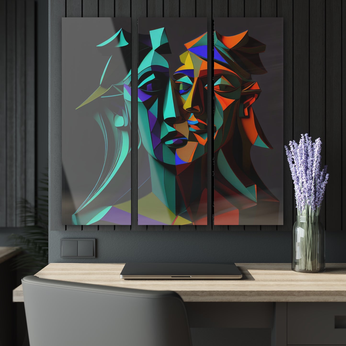 Acrylic Prints (Triptych) | Cubism in Digital Art, Split Personality