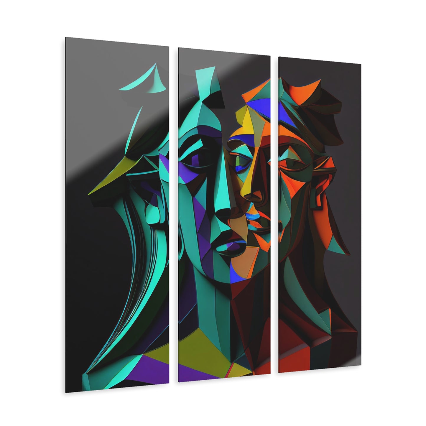 Acrylic Prints (Triptych) | Cubism in Digital Art, Split Personality