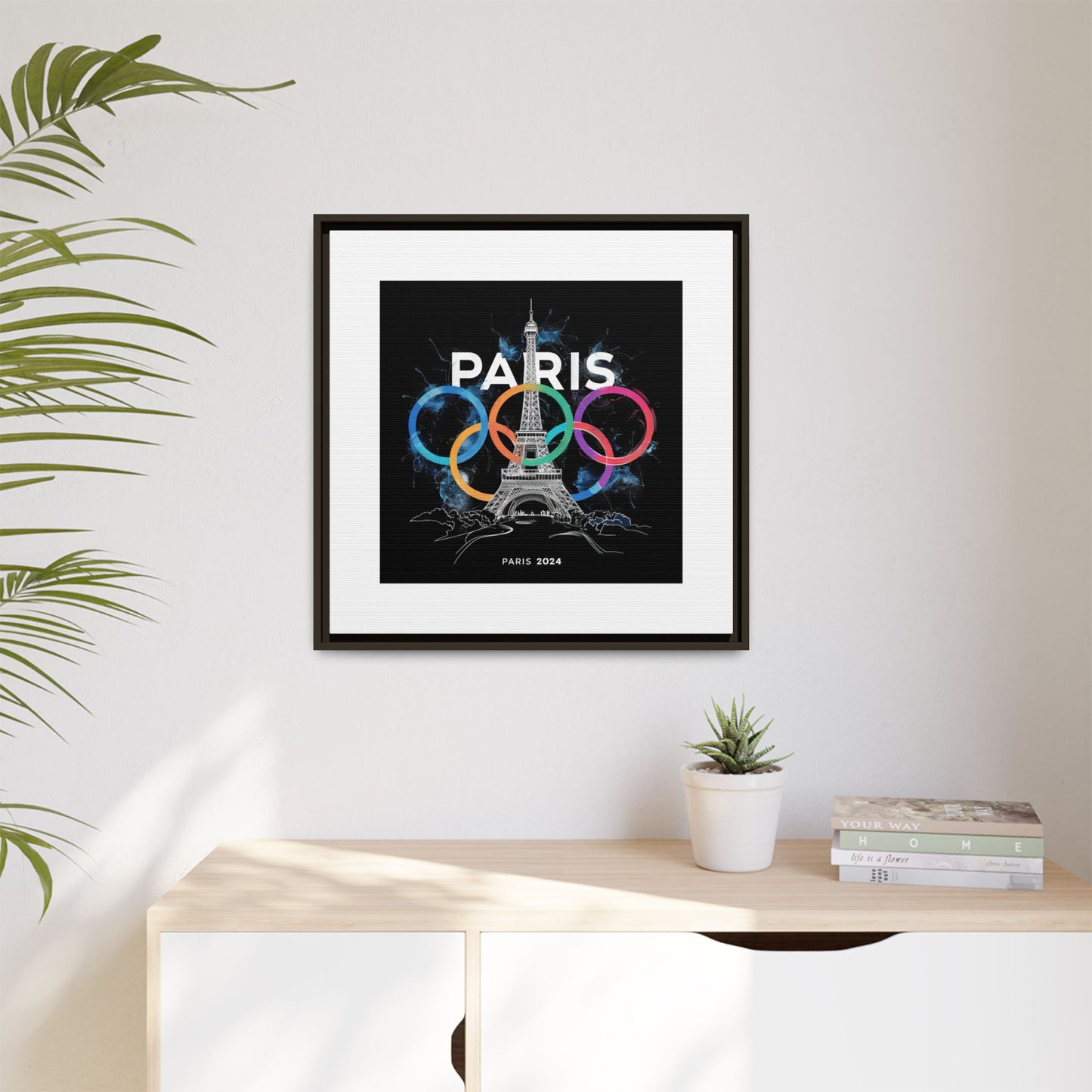 Matte Canvas, Framed (Multi-color) | Paris 2024 Summer Games Love It | Sports Competitions | Victory Winner Gold Medal | Athletics Fair Play Sport Festival