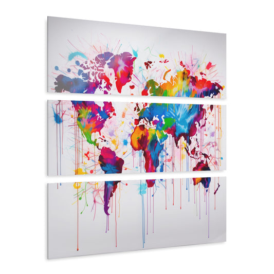 Acrylic Prints (Triptych) | Neon Graffiti World Map