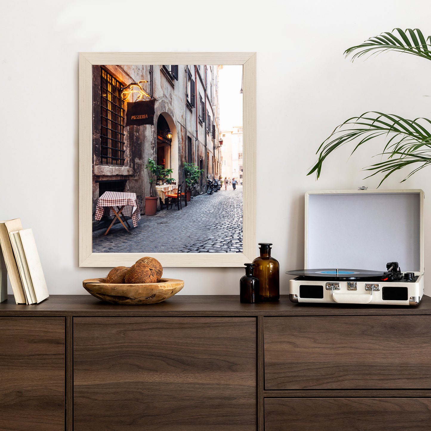 Poster An Atmospheric Street In Rome With A Cafe