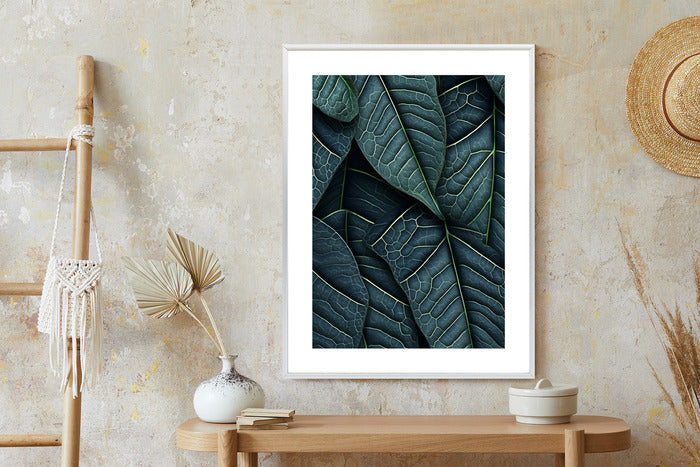 Poster Dark Green 3D Tropical Leaves