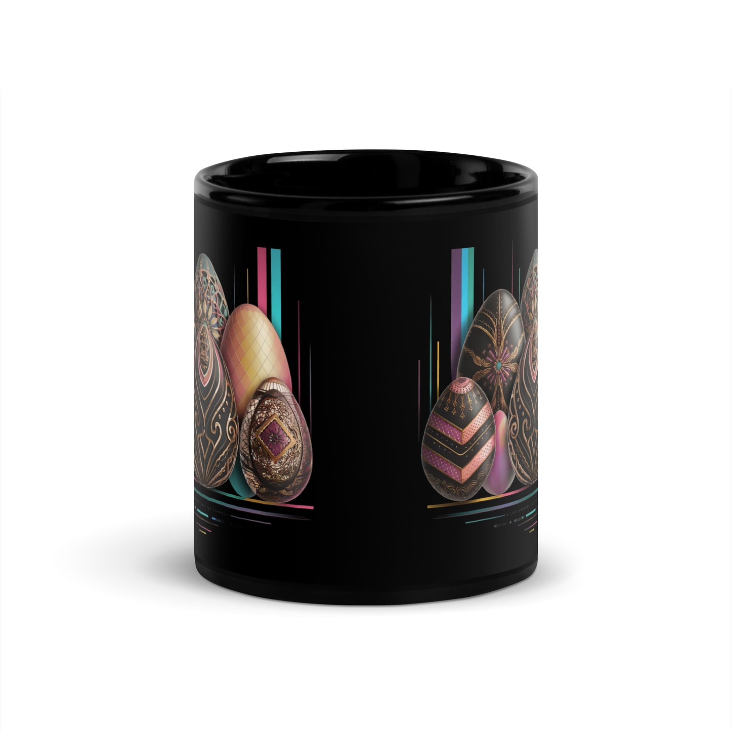 Black Glossy Mug | Easter symbols, such as decorated eggs