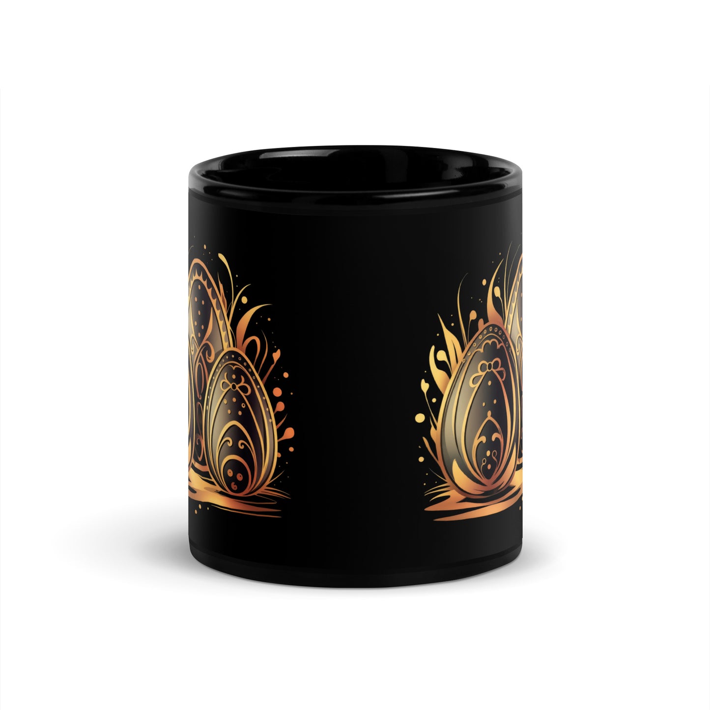 Black Glossy Mug | Easter symbols, such as decorated eggs