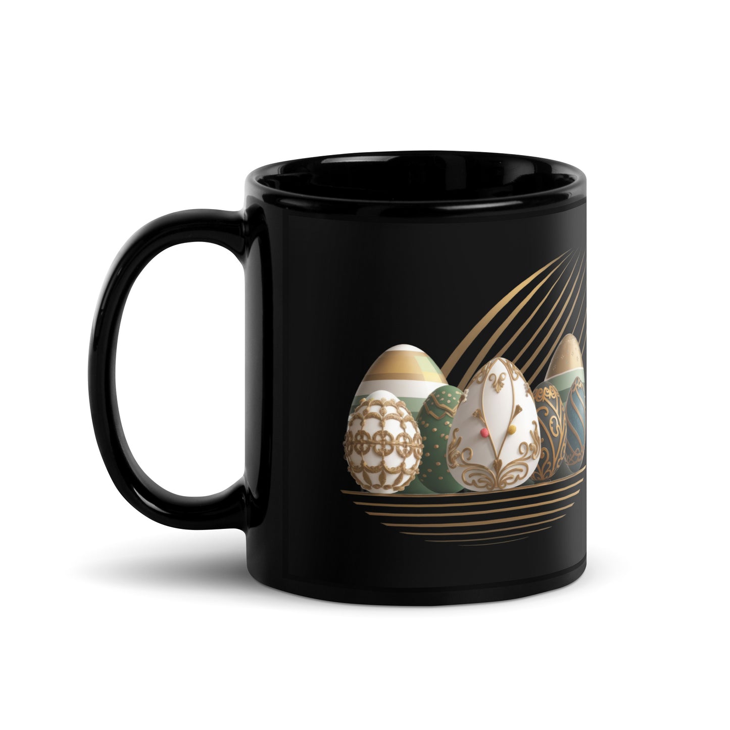 Black Glossy Mug | Easter symbols, such as decorated eggs