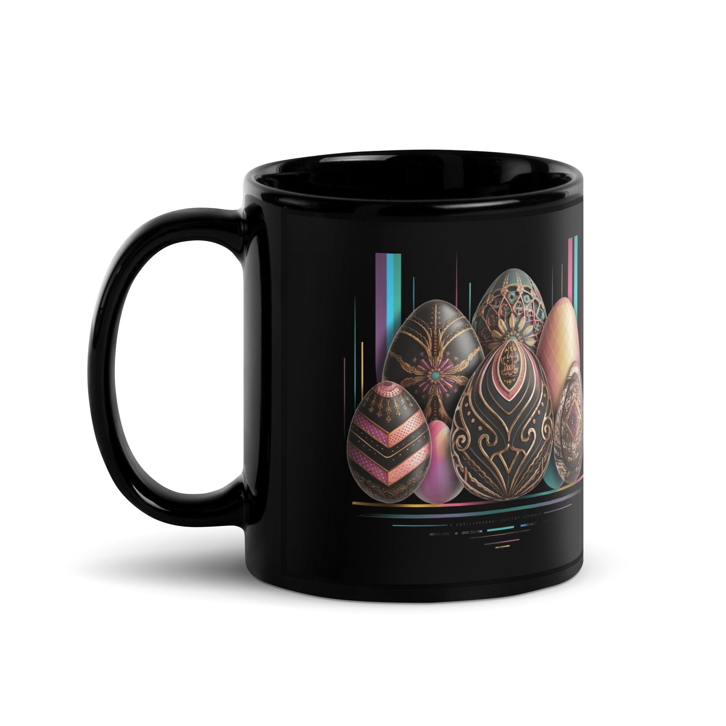 Black Glossy Mug | Easter symbols, such as decorated eggs