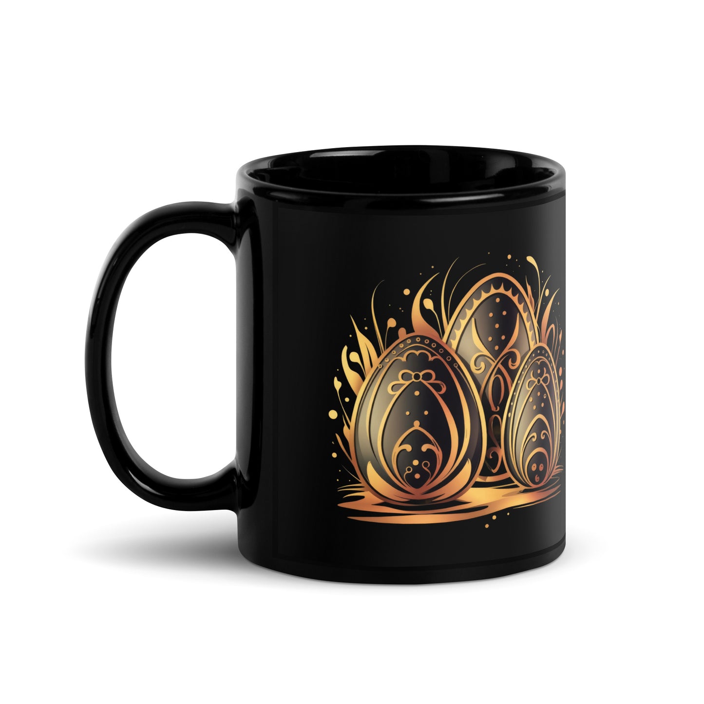 Black Glossy Mug | Easter symbols, such as decorated eggs