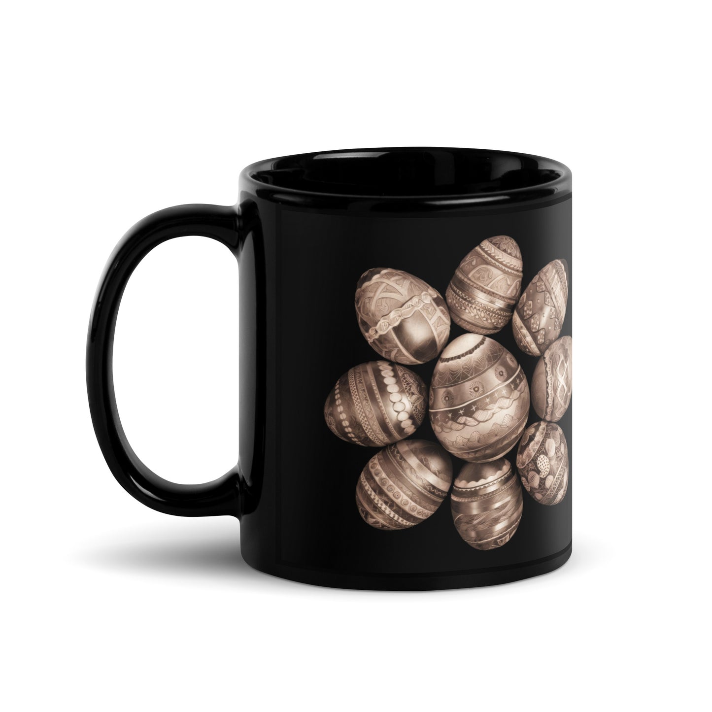 Black Glossy Mug | Easter symbols, such as decorated eggs