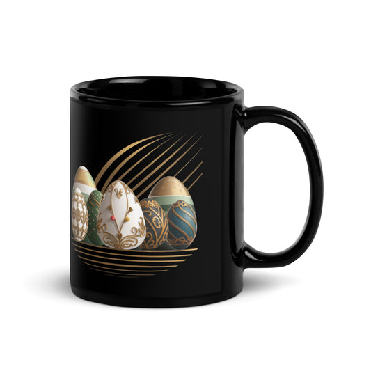 Black Glossy Mug | Easter symbols, such as decorated eggs