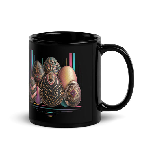 Black Glossy Mug | Easter symbols, such as decorated eggs