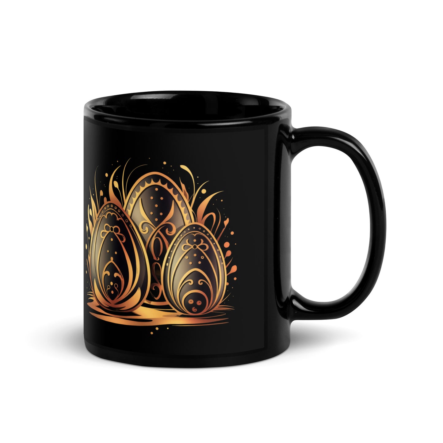 Black Glossy Mug | Easter symbols, such as decorated eggs