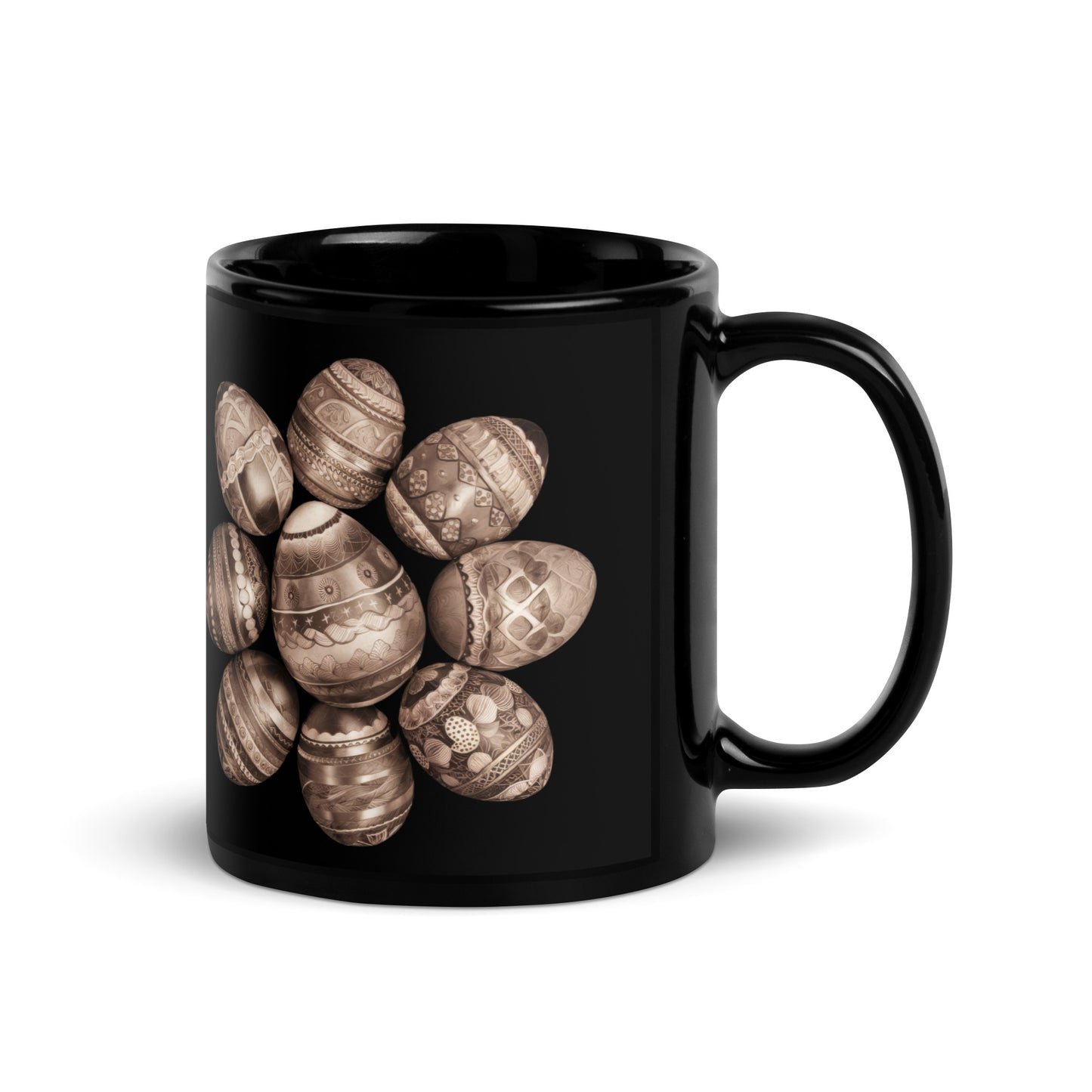 Black Glossy Mug | Easter symbols, such as decorated eggs