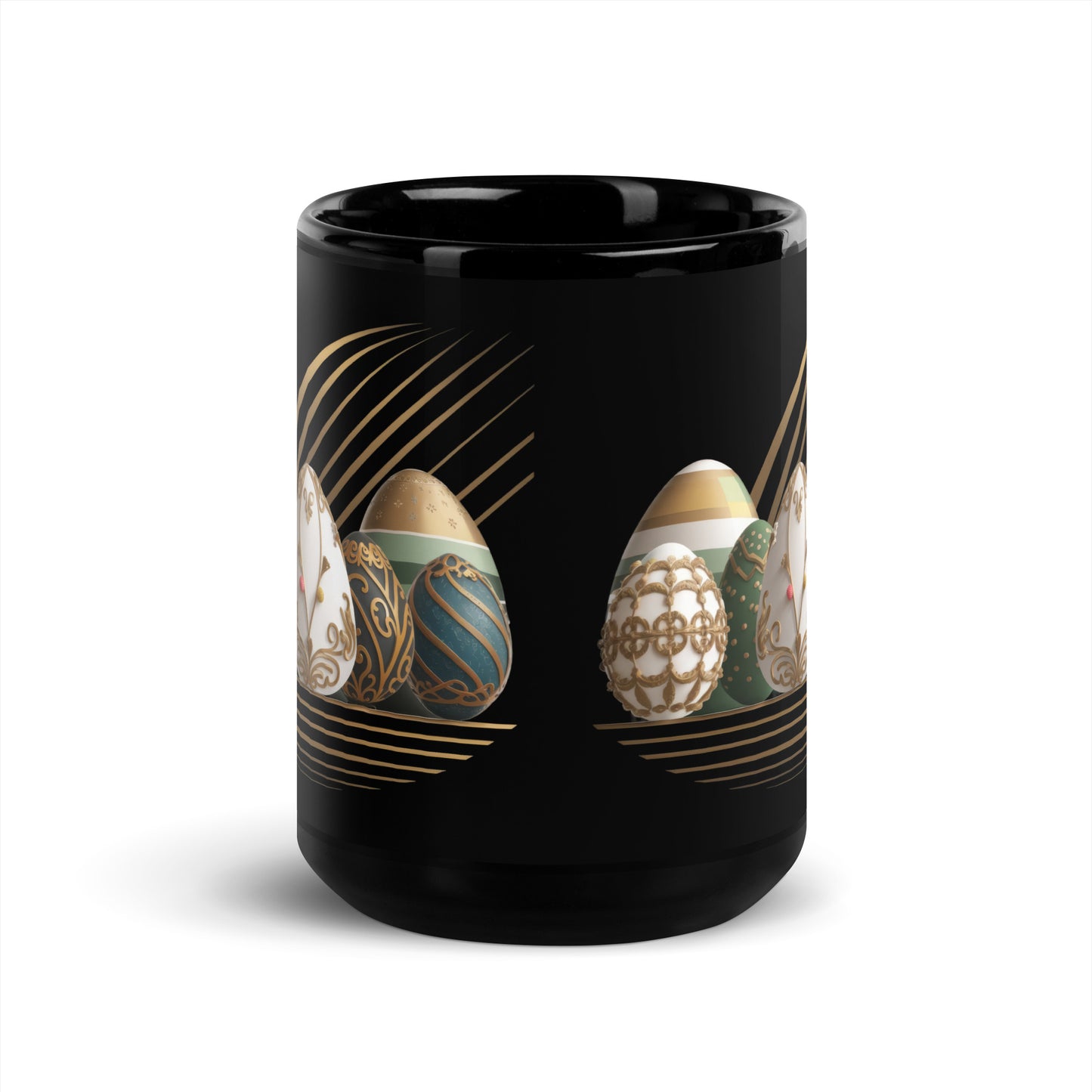 Black Glossy Mug | Easter symbols, such as decorated eggs