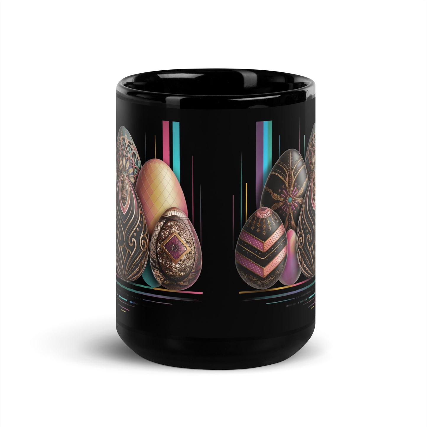 Black Glossy Mug | Easter symbols, such as decorated eggs