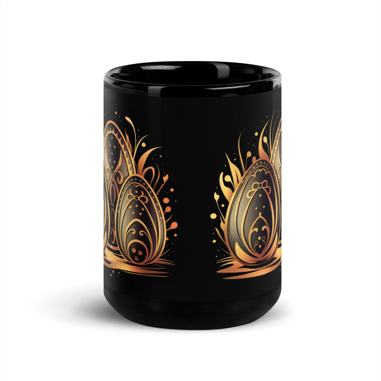 Black Glossy Mug | Easter symbols, such as decorated eggs