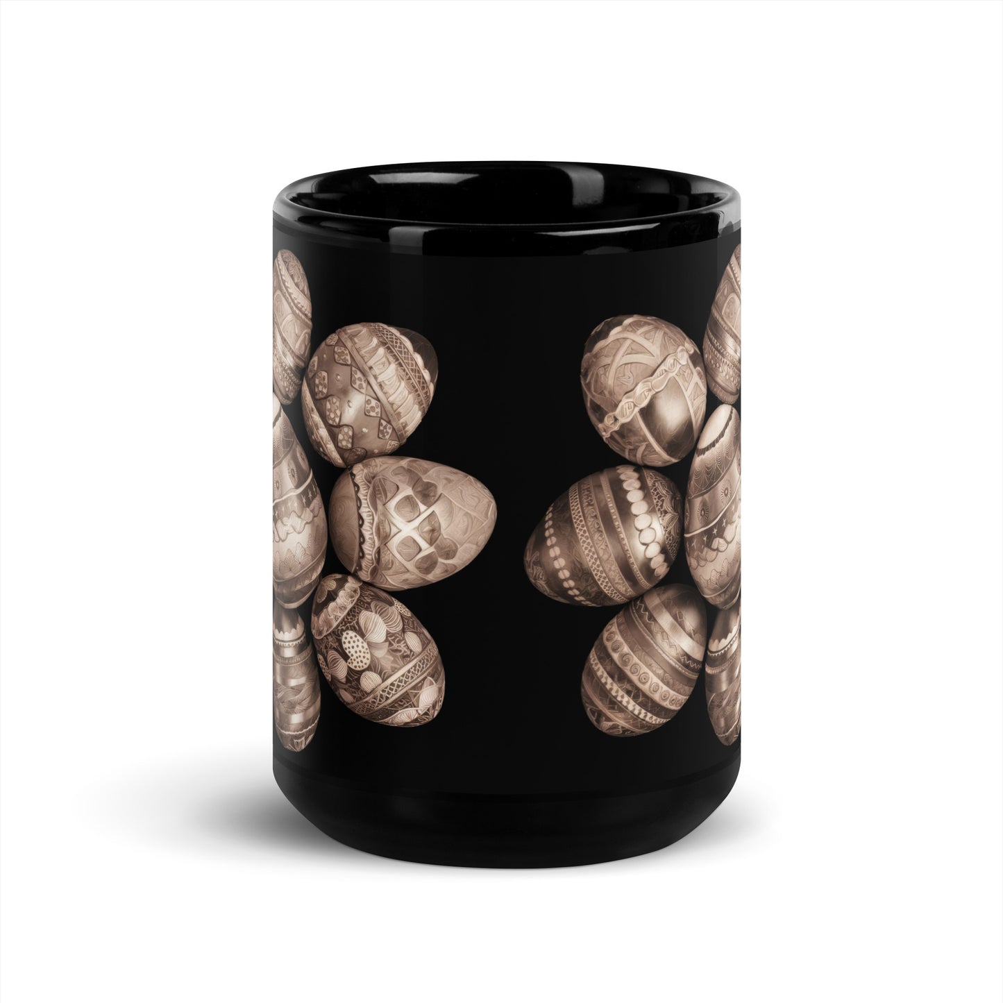 Black Glossy Mug | Easter symbols, such as decorated eggs