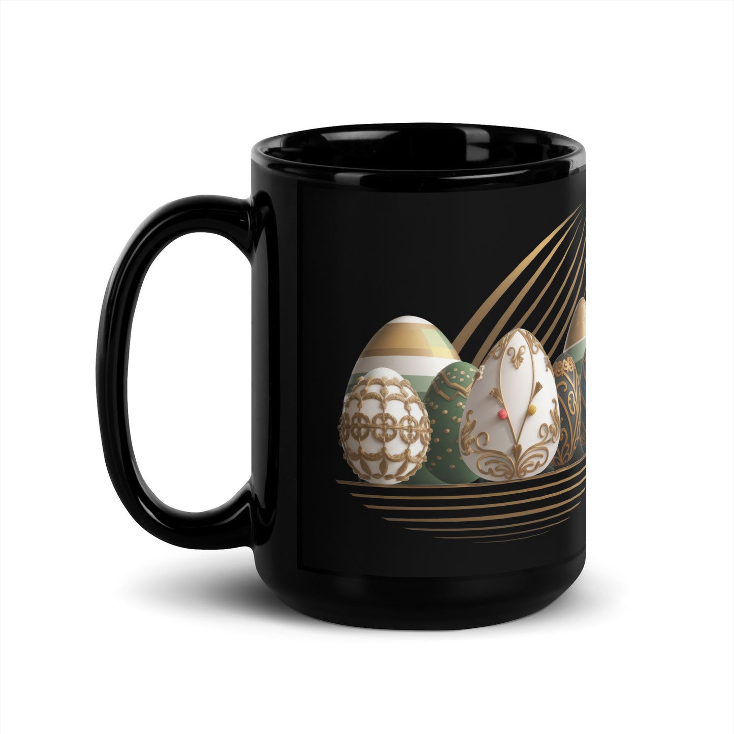 Black Glossy Mug | Easter symbols, such as decorated eggs