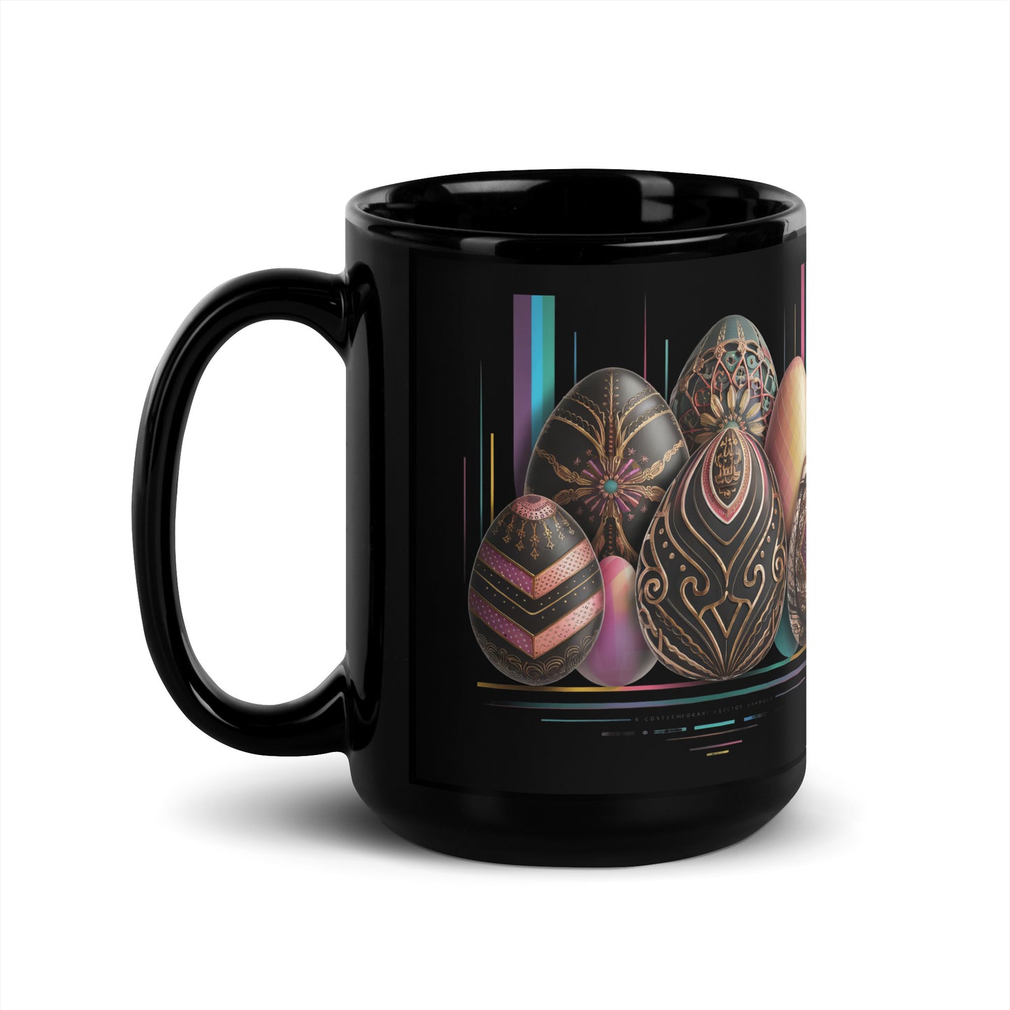 Black Glossy Mug | Easter symbols, such as decorated eggs